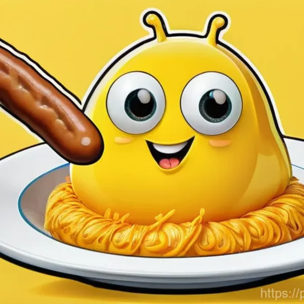 라바 관련 이모티콘과 스티커 소개 - **Prompt:** A vibrant, expressive 2D sticker-style illustration of Yellow Larva. Yellow is depicted ...