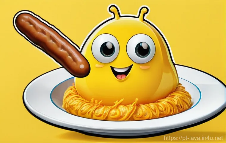 라바 관련 이모티콘과 스티커 소개 - **Prompt:** A vibrant, expressive 2D sticker-style illustration of Yellow Larva. Yellow is depicted ...