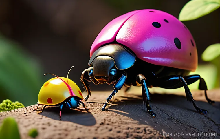 라바가 인기 있는 국가별 반응 - **Prompt:** A vibrant, 3D animated image featuring Red and Yellow Larva characters. Red, with his ch...