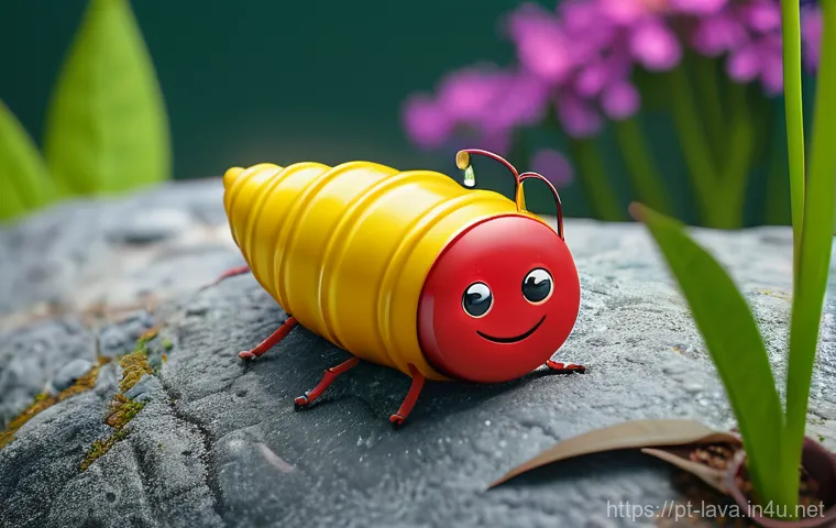 라바가 인기 있는 국가별 반응 - **Prompt:** A dynamic and colorful 3D animated image showcasing a group of Larva characters interact...