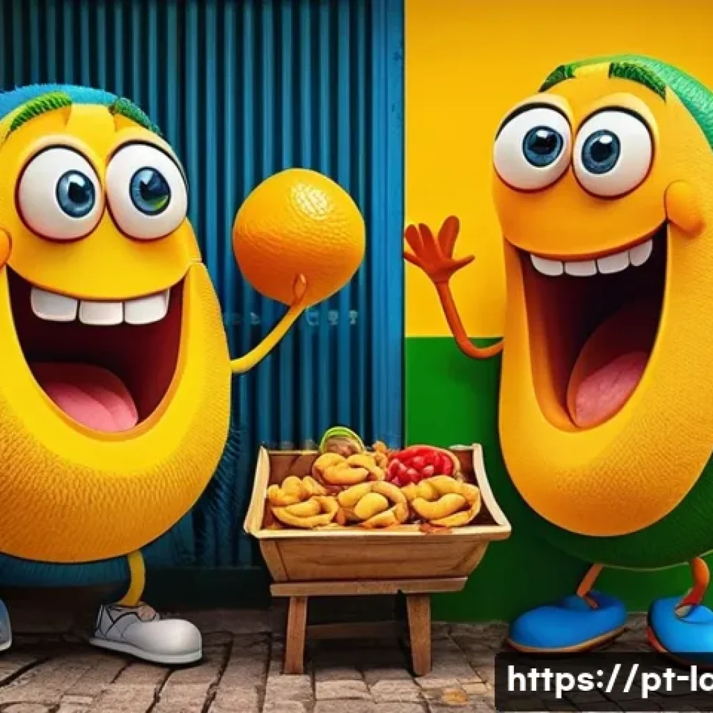 라바 해외 더빙의 특징 - A colorful and lively animated scene featuring two small cartoon larvae characters in a vibrant Braz...
