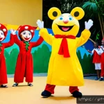 Home 23 라바를 주제로 한 어린이 연극 - Photorealistic children’s theater performance in a colorful Brazilian community cultural center, two...